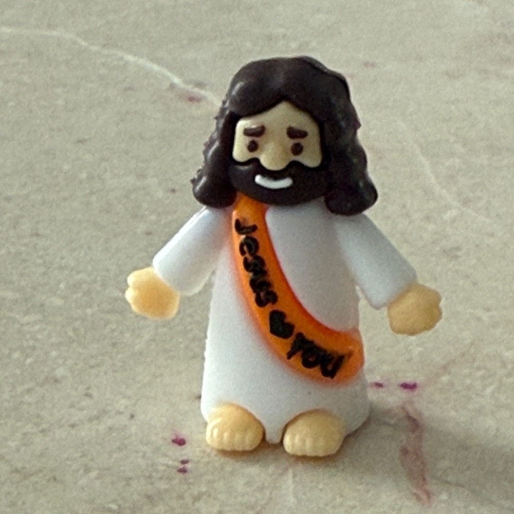 White and Orange Kids Toy Figure “Jesus ❤️ You”
